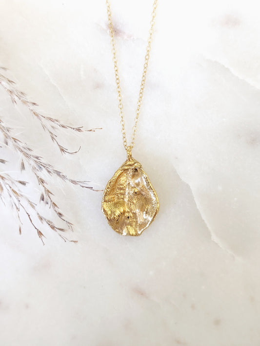 Full 24k Gold Dipped Oyster Shell Necklace