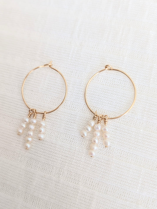 Confetti Pearl Hoop Earrings