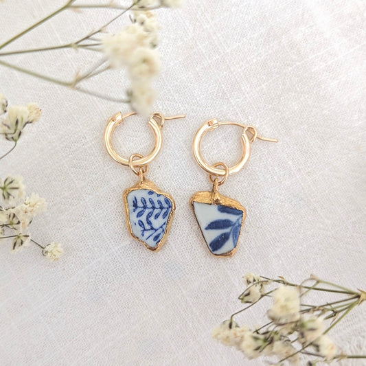 24k Gold Dipped Sea Pottery Hoops