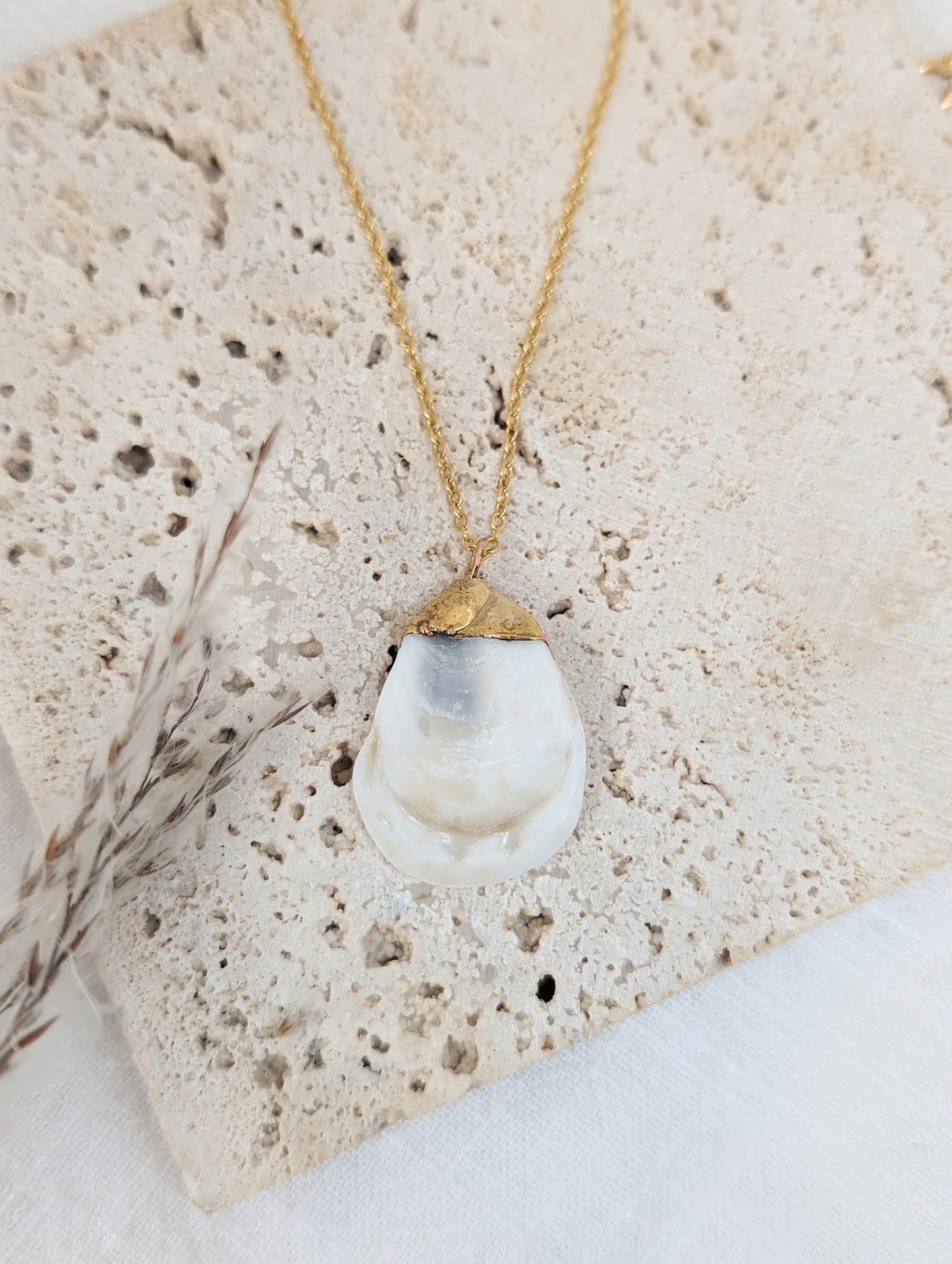 24K Gold Dipped Oyster Shell Necklace